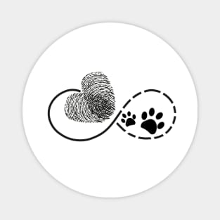 Eternity with finger print heart and dog paw print Magnet